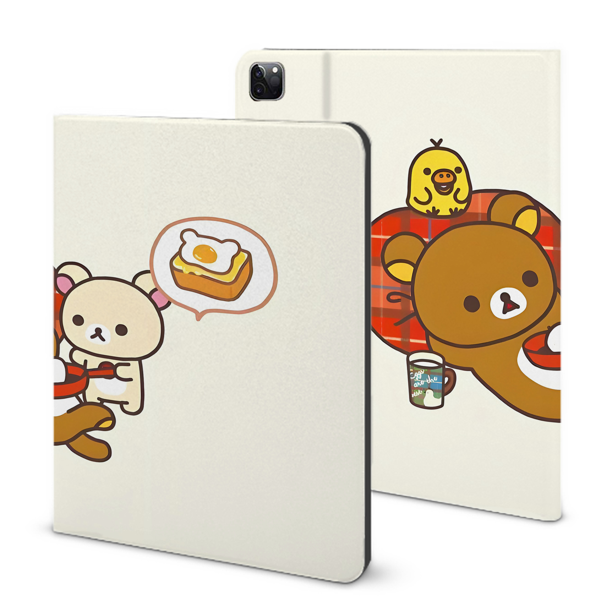 （画像用） リラックマ リラックマ キイロイトリ Rilakkuma Korilakkuma Kiiroitori IPad ケース ブック型 PUレザー TPU 耐衝撃 軽量 薄型 ペン収納なし 全面保護 IPad 各モデル対応